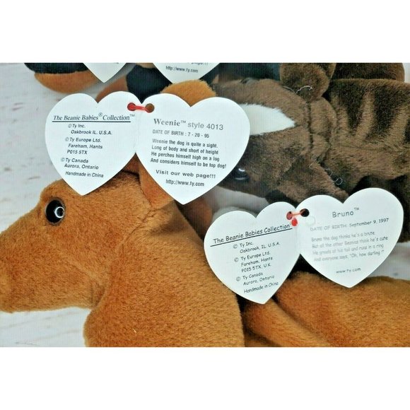 Doby, Bruno, Bones & Weeni Retired Vintage Beanie Baby Doggie Bundle - Picture 5 of 12